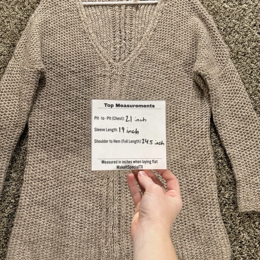 Moth Women XS Beige Chunky Alpaca Wool Blend Deep V Tunic Sweater Cozy Knit Boho